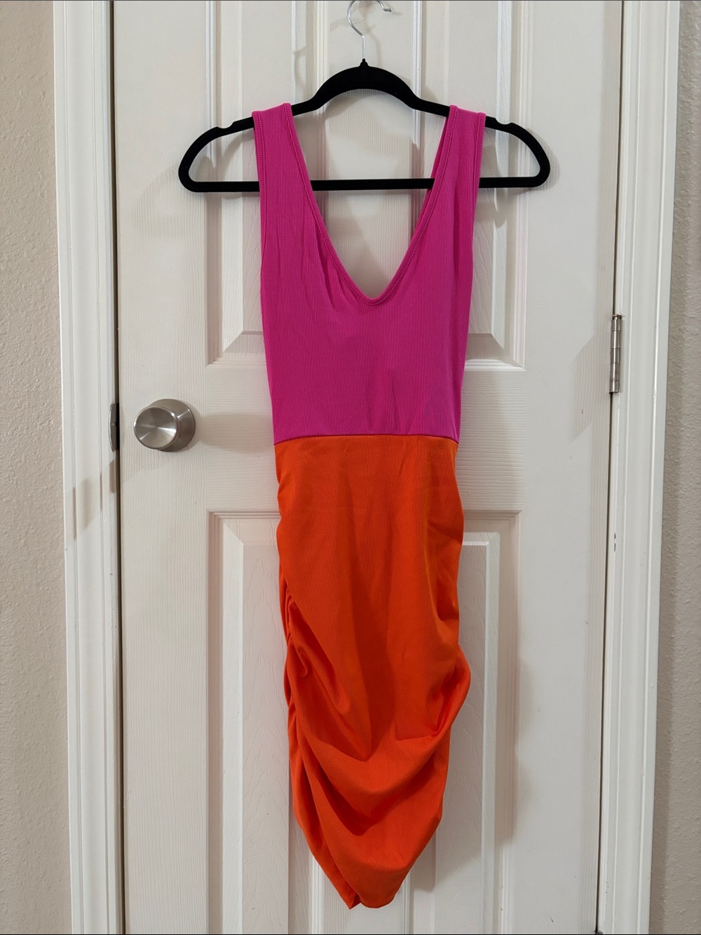 SHEIN Colorblock Pink and Orange Sleeveless Bodycon Dress size small